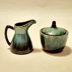 Vintage Blue Mountain Pottery creamer and sugar bowl matching set Woodland Charm